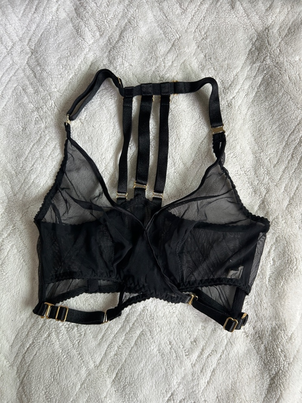 Bordelle. ART DECO MESH WRAP BRA BLACK in Small - Picture 7 of 9